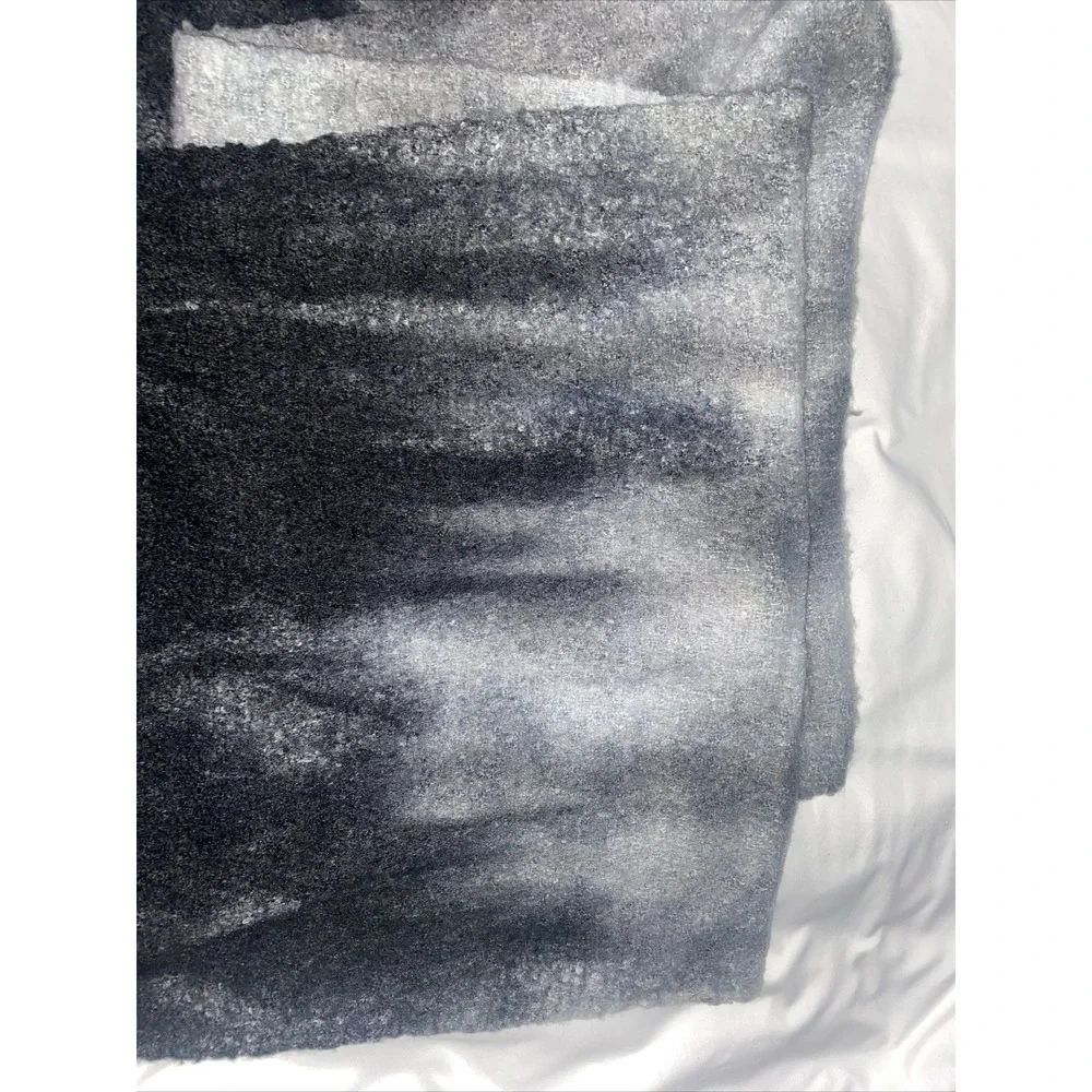 Y2K Chunky Scarf Steve Madden Black To Gray Tie Dye Ombre Over 6' Long‎